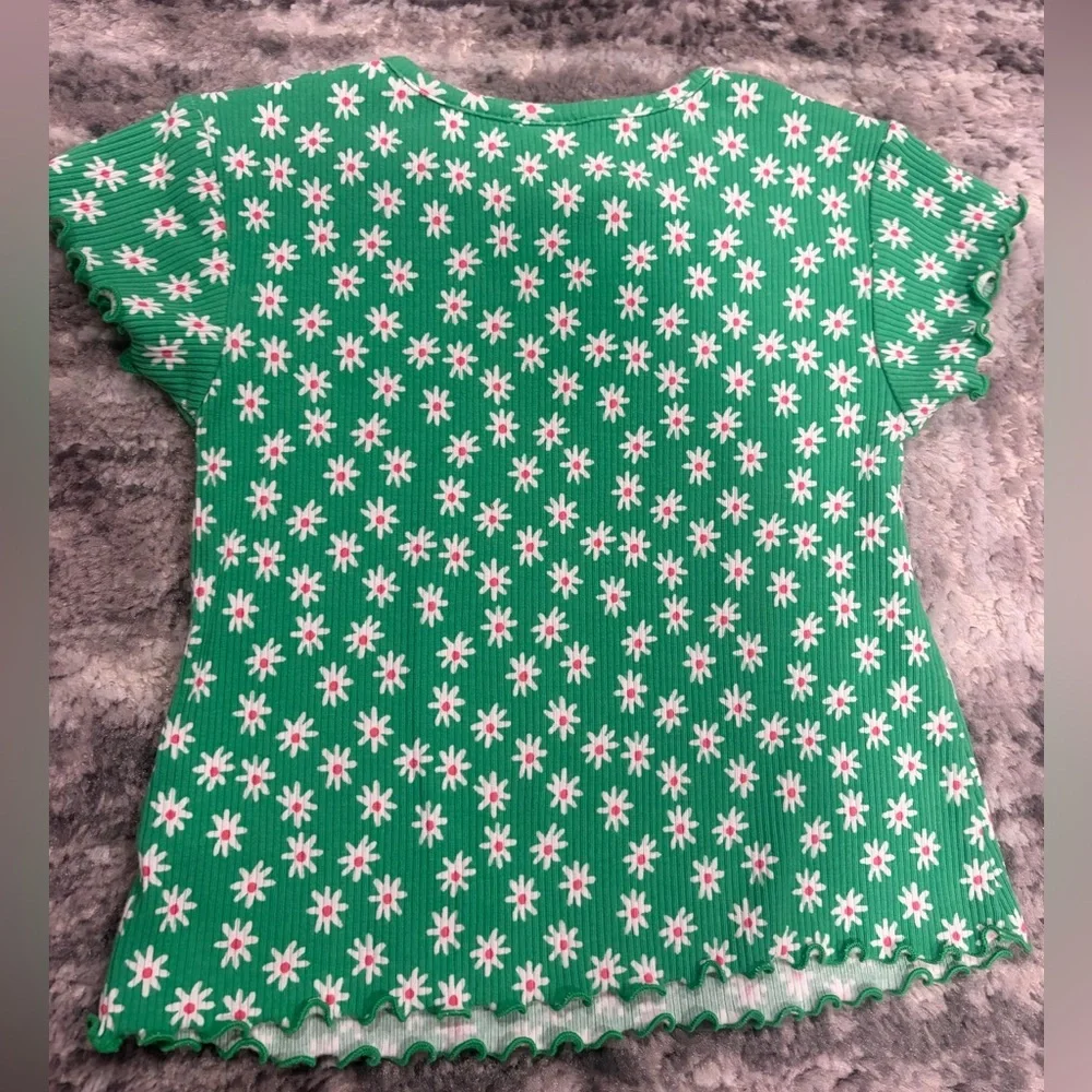 Old Navy Green Daisy Kids Tee